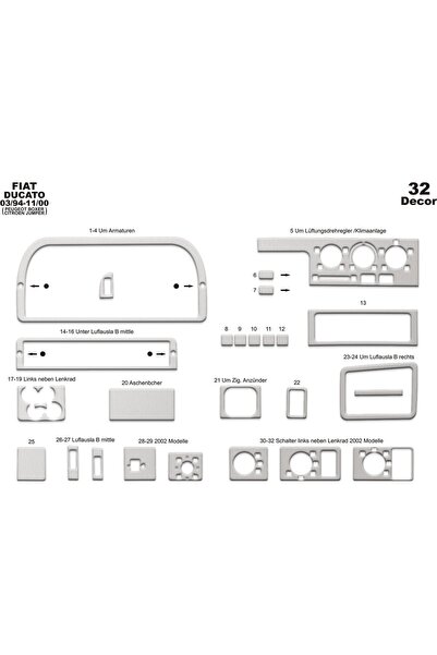 meriç cockpit design ميريتش ®   فيات دوكاتو توربيو أمامي مطلي ألومنيوم 32 قطع...