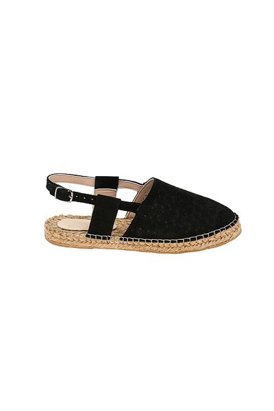 NOOSY Women's Black Genuine Leather Espadrille