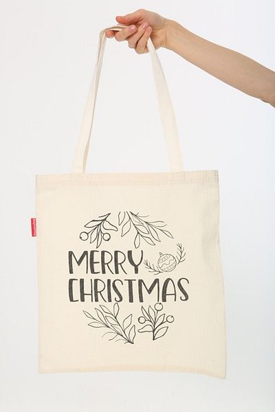 Serkan Çanta Bez Çanta Atölyesi Υφασμάτινη τσάντα Tote Bag Merry Christmas Printed