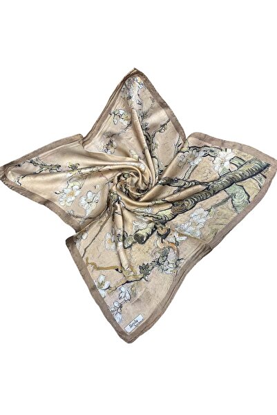Soyluİpek Van Gogh Badem Ağacı Ipek Bandana Fular