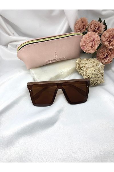 Di Caprio Cloch Rectangle Brown Women's Sunglasses