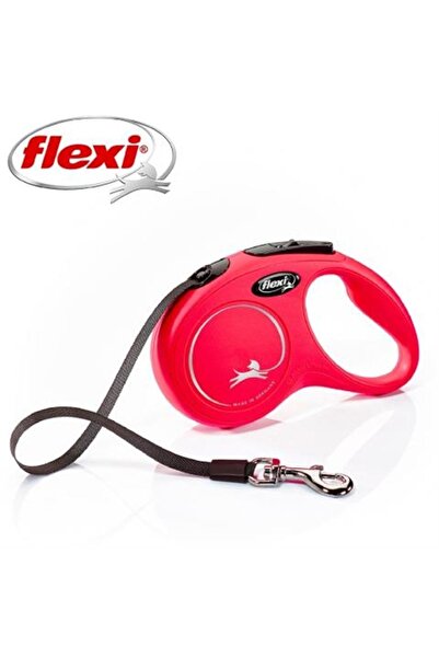 flexi şerit Flexi New Classic Kırmızı Otomatik Şerit Köpek Tasması S-15 Kg 5m