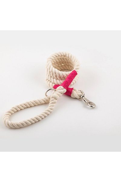 Lusi Doog White Dog Walking Leash Dog Walking Strap Natural Cotton Rope Rope
