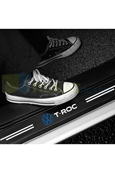 yılmazetic Volkswagen T-roc Logo uyumlu  Karbon Kapı Eşiği Koruma Araba Etike...