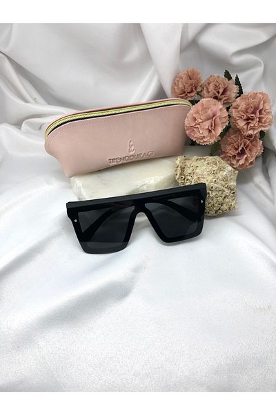 Di Caprio Cloch Rectangle Matte Black Women's Sunglasses