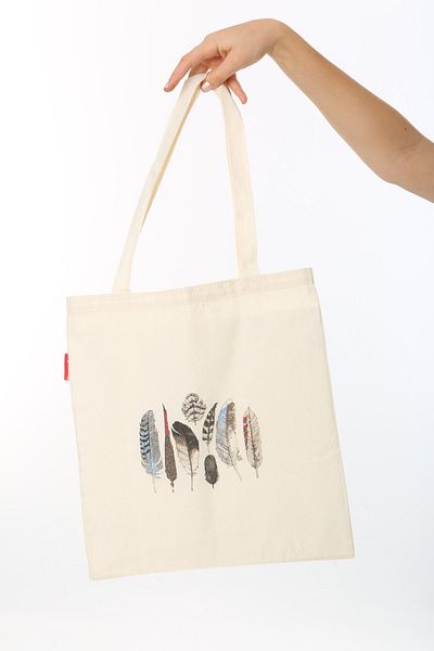 Serkan Çanta Bez Çanta Atölyesi Colorful Bird Feathers Printed Cloth Bag Tote Bag