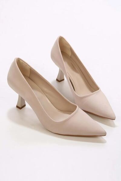 Anıl Ayakkabı Stiletto cu toc ascuțit pentru femei Witty Nut Nude Satin Style