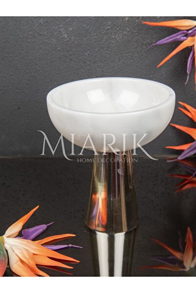 MIARIK DESIGN & DEKORASYON Dekoratıf Mermer Pirinç Ayaklı Kase Çanak