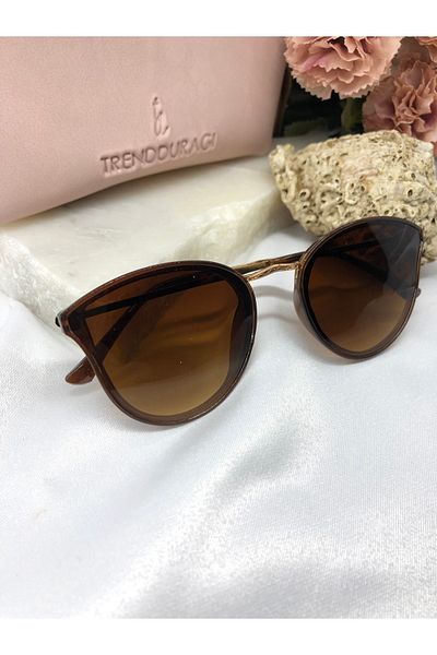 Di Caprio Echo Oval Round Brown Women's Sunglasses