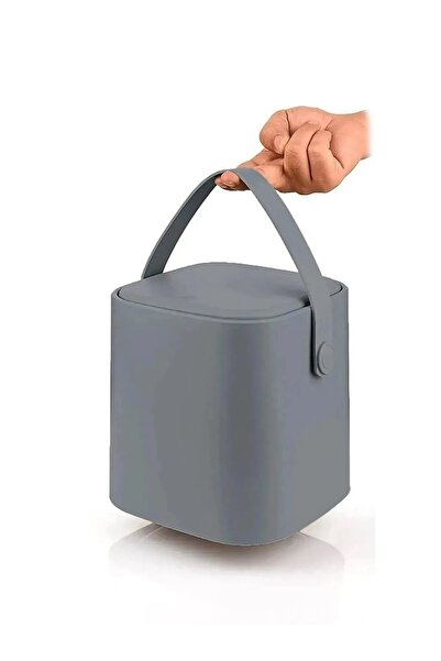 ALİNA HOME New Generation Smart Lid Leather Handle Countertop Kitchen Trash Can 4 Liters