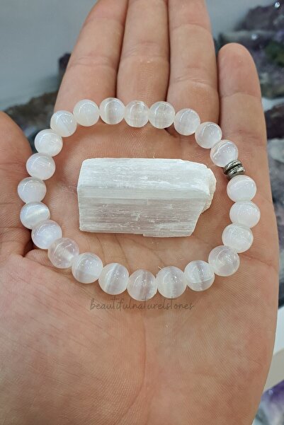 NehirTaş سوار من الأحجار الكريمة الطبيعية مقاس 8 مم من السيلينيت - عالي الجود...