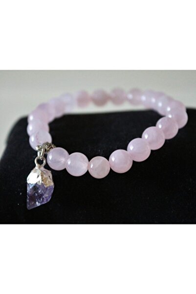 NehirTaş Certified Bracelet with Pink Quartz and Amethyst Stones