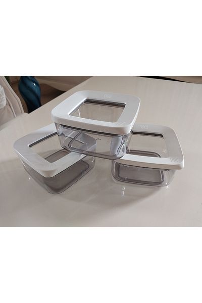 VİP AHMET Square Storage Container 350 Ml White Lid Vp 329