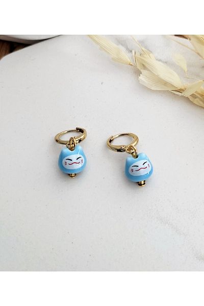 HALHALMILL Lucky Cat Dangle Earrings