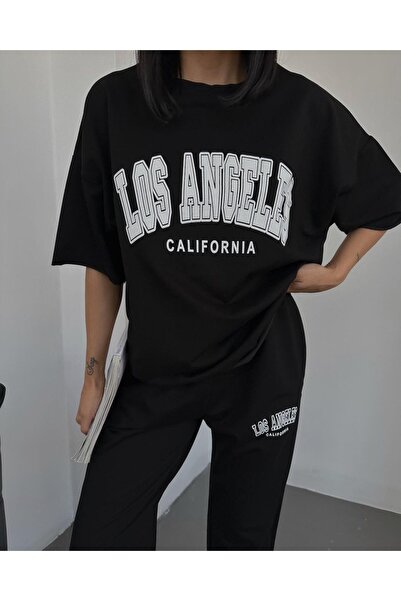 Machetta Women's Plus Size Los Angeles Printed Oversize Bottom Top Summer Suit