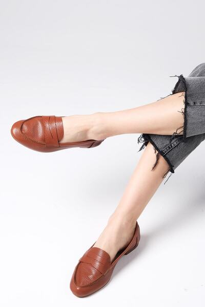 Mio Gusto Freya 100% Genuine Leather Tan Color Ultra Flexible Sole Women's Loafer Shoes