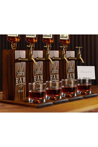 Bk Gift Bar & Pub & Meyhanelere Özel Kabartma Isimli 4 Adet Musluklu Doğal Ah...