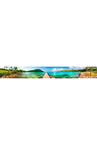 StickerArt Mutfak Tezgah Arası Folyo Fayans Kaplama Folyosu Tropikal Iskele 60x400 Cm