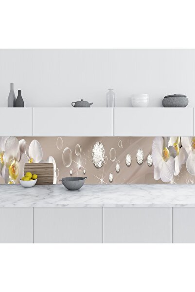 StickerArt Mutfak Tezgah Arası Folyo Fayans Kaplama Folyosu Elmas Çiçek 60x10...