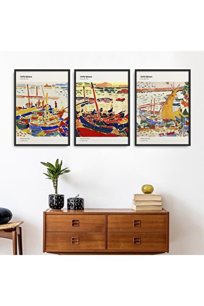 HOMEPACK 3 Piece Framed Painting Set Andre Derain Classic Works Hpn143
