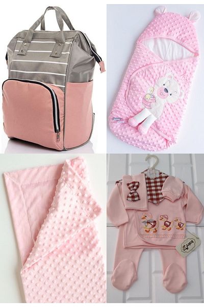 sahra bebek 4-Piece Birth Set (baby Care Backpack, hospital Exit, 100% Cotton Swaddle and Chickpea Blanket Set)