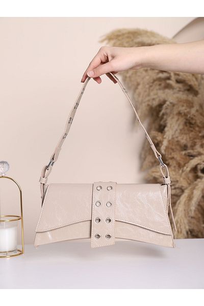 Modamorfo Asymmetrische Baguette-Tasche mit Henkel und Ösendetail