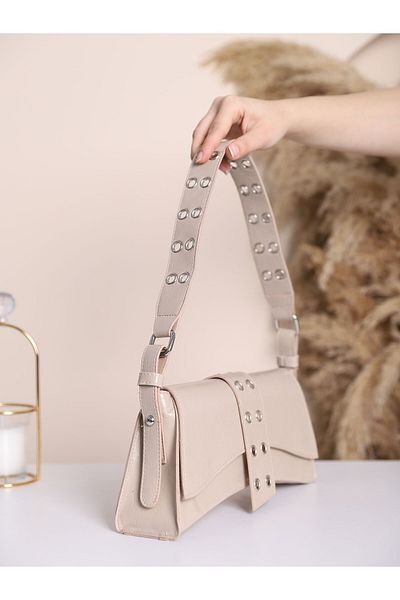Modamorfo Asymmetrische Baguette-Tasche mit Henkel und Ösendetail