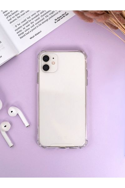 mooodcase حافظة آيفون 11 شفافة من السيليكون الفاخر الممتص للصدمات