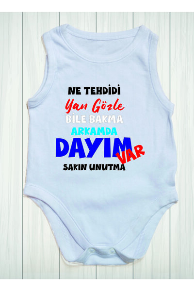SPACE DRESS What Threatened Do Not Even Look With Side Eyes I Have An Uncle Behind Printed Cotton Baby Bodysuit