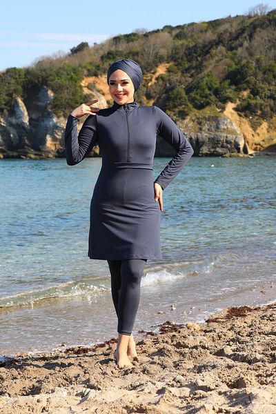SEBOTEKS Μισό φερμουάρ στη μέση κλειστό καλσόν Hijab μαγιό 3250