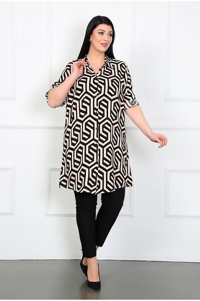 By Alba Collection Γυναικείο χιτώνα από βαμβακερή βισκόζη με μοτίβο βιζόν