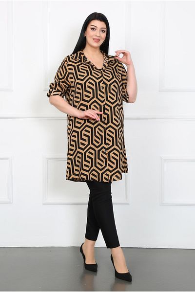By Alba Collection Γυναικείο χιτώνα από βαμβακερή βισκόζη με μαύρισμα σχέδιο