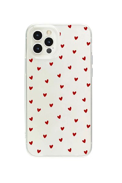 butikcase حافظة هاتف شفافة متوافقة مع هاتف آي فون 12 برو متوافق مع Tiny Hearts Slience الشفاف