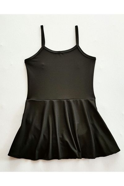 LULLY KİDS Girl's Black Rope Strap Skirt Swimsuit