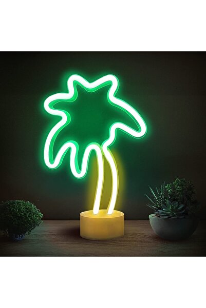 Ema Dükkan Palmiye Neon Led Işıklı Usb'li Gece Lambası Pilli Neon Led Işıklı ...
