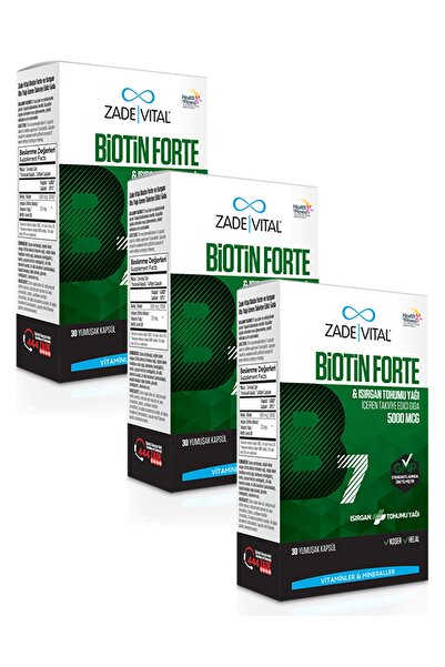 Zade Vital Biotin Forte 5000 Mcg (ısırgan Tohumu Yağı Içeren Takviye Edici Gı...