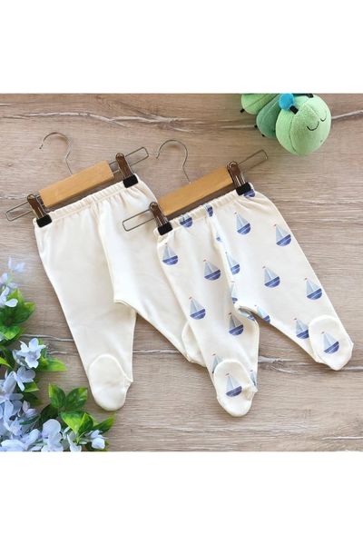PATSAN Organic Cotton 2-Piece Baby Booties Pajamas Bottom Set Bear Squirrel  - Trendyol
