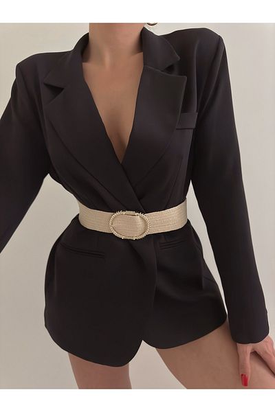 Fiori Elastic Mesh Women's Belt with Oval Buckle, Jacket Belt, Dress Belt, Shirt Belt