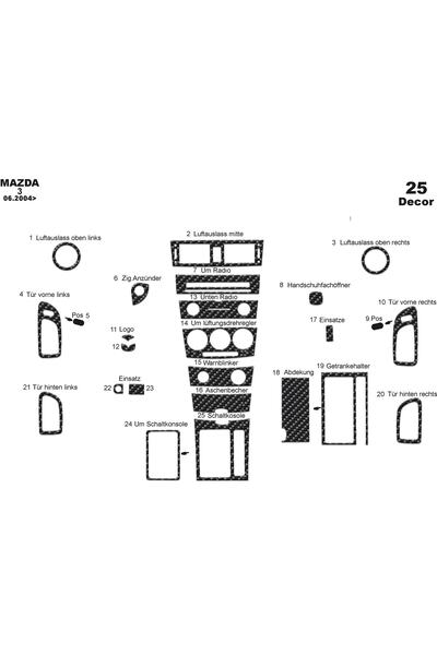 meriç cockpit design ميريتش ®   مازدا 3 توربيدو امامي مطلي كربون 25 قطعة 2004-2009