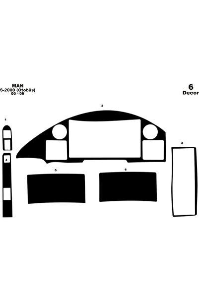 meriç cockpit design ميريتش ®   مان S 2000 تنجيد أمامي أسود لامع 6 قطع 1997-2000