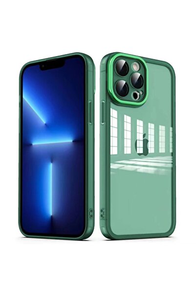 m.tk moveteck Iphone 13 Pro Kılıf Tam Kamera Korumalı Metal Parlak Çerceveli Renkli Kenarlı Köşe Korumalı Silikon