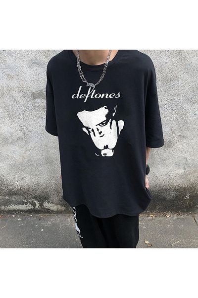 Touz Μπλουζάκι Deftones Printed Unisex Μαύρο Oversize