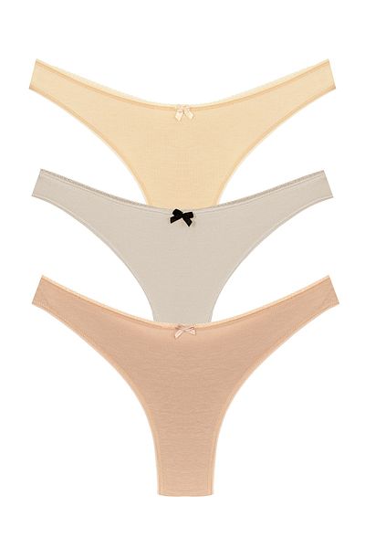 HNX 3-Piece Cotton High Waist Brazilian Cut Women's Panties