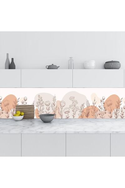 StickerArt Mutfak Tezgah Arası Folyo Fayans Kaplama Folyosu Botanik Çiçek 60x...