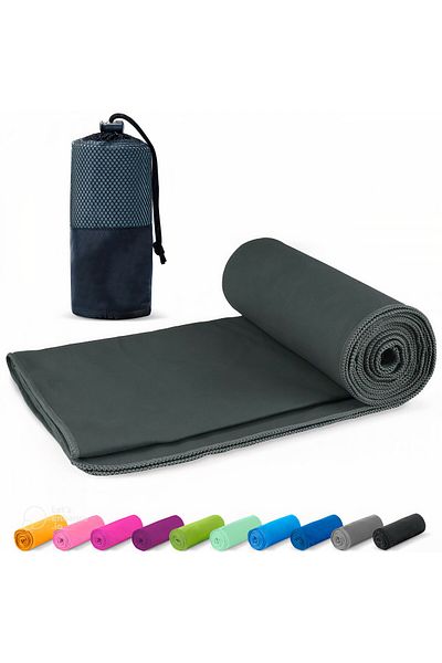MORDRY Microfiber Beach Towel, Sports Towel, Bath Towel Easy Portable, Gray