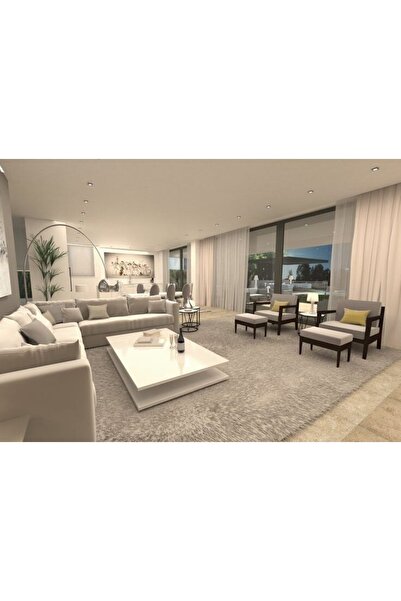 LUXURY VİLLA Luxury Beyaz Camlı Tekerlekli Orta Sehpa 80x140 Yükseklik 38cm D...