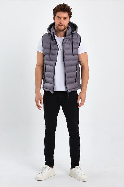FİHA Men's Hooded Vest /Oisama-9082 - Gray