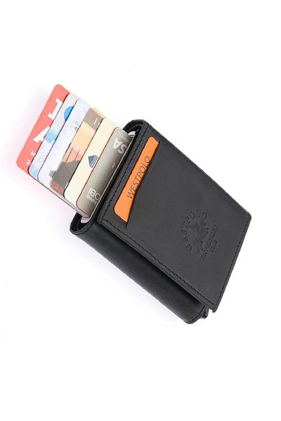 Westpolo Safari Genuine Leather Unisex Mechanical Wallet with Plenty of Card Holder Compartments