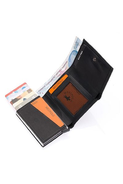 Westpolo Safari Genuine Leather Unisex Mechanical Wallet with Plenty of Card Holder Compartments