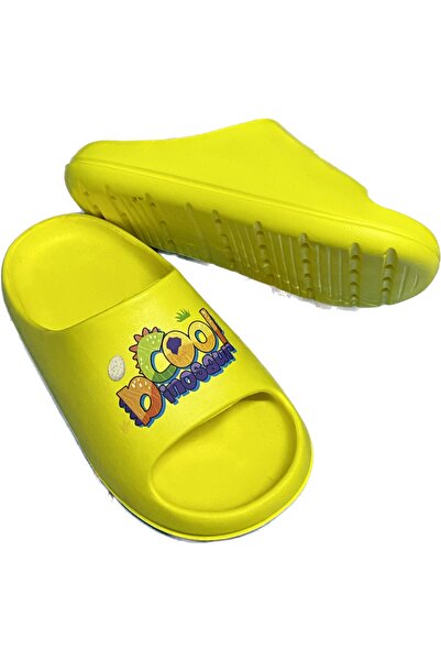 AkınalBella Children's Yellow Printed Slide Summer Slippers